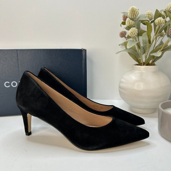 Cole Haan Shoes - Cole Haan Vandam Suede Leather Pumps 65MM Pointed Toe Black